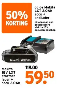 GAMMA Makita 18V LXT startset lader + accu aanbieding