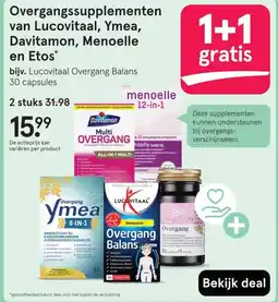 Etos Overgangssupplementen van Lucovitaal, Ymea, Davitamon, Menoelle en Etos' aanbieding