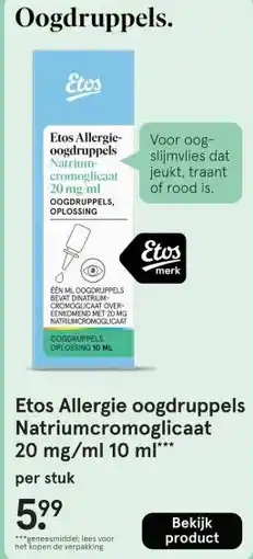 Etos Etos Allergie oogdruppels Natriumcromoglicaat 20 mg/ml 10 ml aanbieding