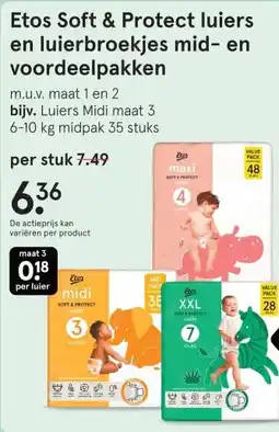 Etos Etos Soft & Protect luiers en luierbroekjes mid- en voordeelpakken aanbieding