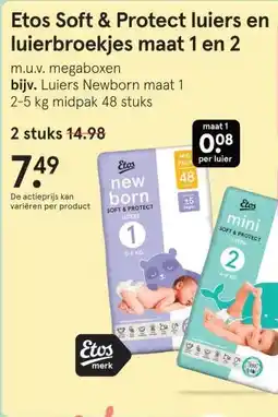 Etos Etos Soft & Protect luiers en luierbroekjes maat 1 en 2 aanbieding