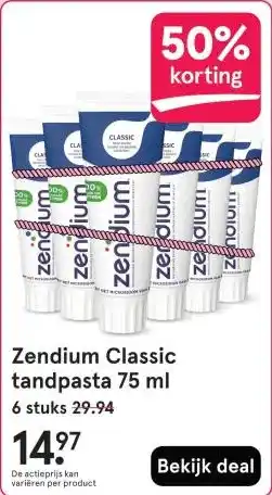 Etos Zendium Classic tandpasta 75 ml aanbieding
