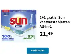 Plein.nl 2+1 gratis: Sun Vaatwastabletten All-in-1 aanbieding