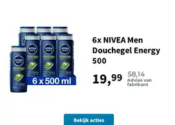 Plein.nl 6x NIVEA Men Douchegel Energy 500 aanbieding