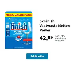 Plein.nl 5x Finish Vaatwastabletten Power aanbieding