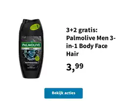 Plein.nl 3+2 gratis: Palmolive Men 3-in-1 Body Face Hair aanbieding