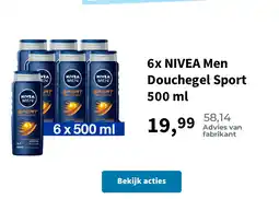 Plein.nl 6x NIVEA Men Douchegel Sport 500 ml aanbieding