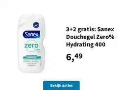 Plein.nl 3+2 gratis: Sanex Douchegel Zero% Hydrating 400 aanbieding