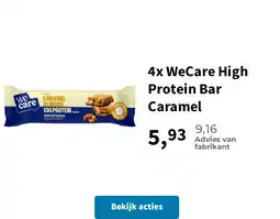 Plein.nl 4x WeCare High Protein Bar Caramel aanbieding