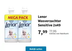 Plein.nl Lenor Wasverzachter Sensitive 2x49 aanbieding