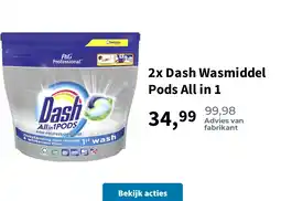 Plein.nl 2x Dash Wasmiddel Pods All in 1 aanbieding