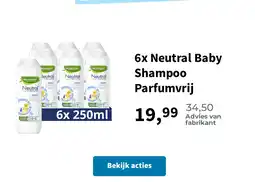 Plein.nl 6x Neutral Baby Shampoo Parfumvrij aanbieding