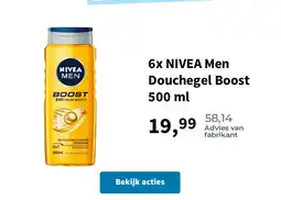 Plein.nl 6x NIVEA Men Douchegel Boost 500 ml aanbieding