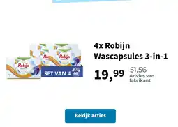 Plein.nl 4x Robijn Wascapsules 3-in-1 aanbieding