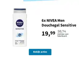 Plein.nl 6x NIVEA Men Douchegel Sensitive aanbieding