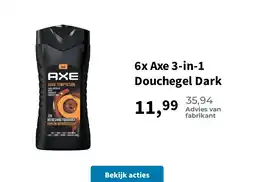 Plein.nl 6x Axe 3-in-1 Douchegel Dark aanbieding
