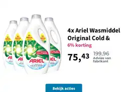 Plein.nl 4x Ariel Wasmiddel Original Cold & aanbieding