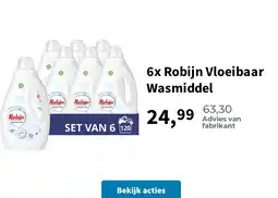 Plein.nl 6x Robijn Vloeibaar Wasmiddel aanbieding