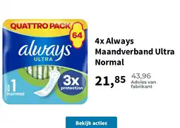 Plein.nl 4x Always Maandverband Ultra Normal aanbieding