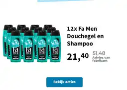 Plein.nl 12x Fa Men Douchegel en Shampoo aanbieding