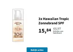 Plein.nl 3x Hawaiian Tropic Zonnebrand SPF aanbieding
