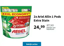 Plein.nl 2x Ariel Allin 1 Pods Extra Stain aanbieding