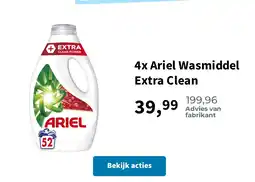 Plein.nl 4x Ariel Wasmiddel Extra Clean aanbieding