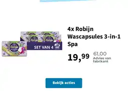 Plein.nl 4x Robijn Wascapsules 3-in-1 Spa aanbieding