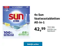 Plein.nl 4x Sun Vaatwastabletten All-in-1 aanbieding