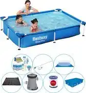 Bol.com Steel Pro Rechthoekig 221x150x43 cm - Zwembad Met Accessoires aanbieding