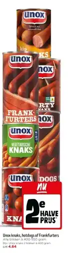 Jumbo Unox knaks, hotdogs of Frankfurters aanbieding