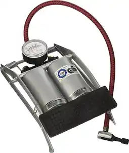 Bol.com Perel Krachtige voetpomp voor fiets, auto, ballen, met manometer 6.9 bar aanbieding