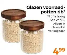 Trekpleister Glazen voorraad- potten rib aanbieding