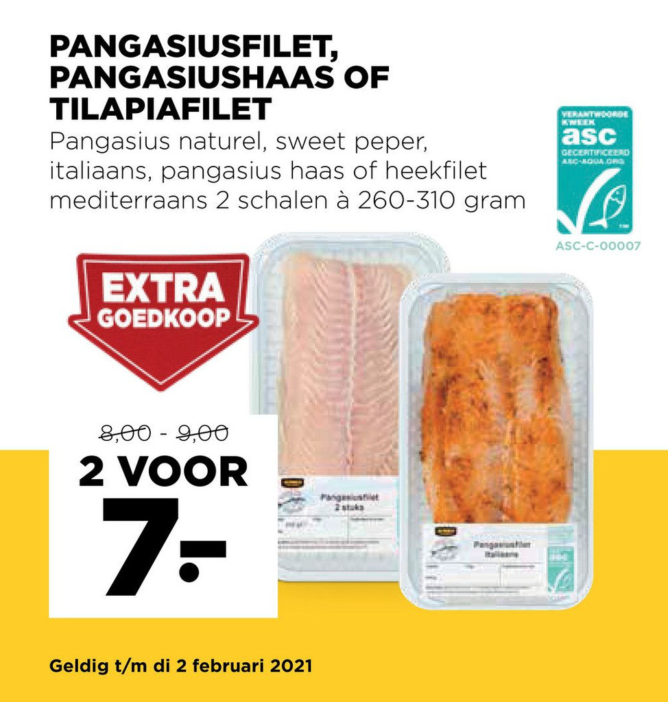 Pangasiusfilet, Pangasiushaas Of Tilapiafilet aanbieding bij Jumbo