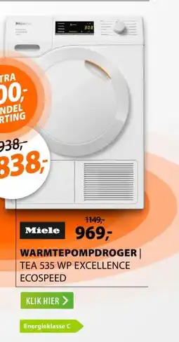 Expert Miele TEA 535 WP Excellence EcoSpeed aanbieding
