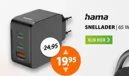Expert Hama Snellader 2x USB-C PD 1x USB-A QC 65 W Zwart aanbieding