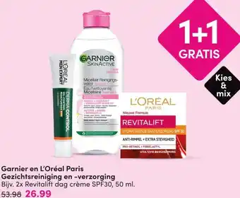 DA Garnier en L'Oréal Paris Gezichtsreiniging en -verzorging aanbieding