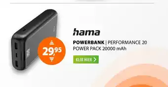 Expert Hama Performance 20 Power Pack 20.000 mAh Antraciet aanbieding