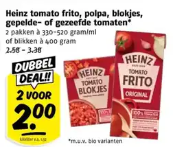 Poiesz Heinz tomato frito, polpa, blokjes, gepelde- of gezeefde tomaten aanbieding