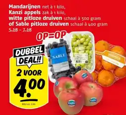 Poiesz Mandarijnen Kanzi appels witte pitloze druiven of Sable pitloze druiven aanbieding
