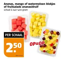 Poiesz Ananas, mango of watermeloen blokjes of fruitsalade ananas/druif aanbieding
