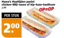 Poiesz Mama's maaltijden panini chicken-BBQ-sauce of kip-kaas-basilicum aanbieding