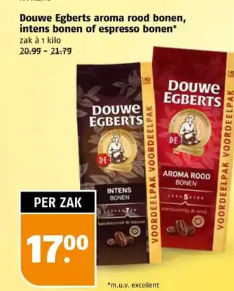 Poiesz Douwe Egberts aroma rood bonen, intens bonen of espresso bonen aanbieding