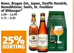 Poiesz Boon, Brugse Zot, Jopen, Straffe Hendrik, Benediktiner, Seefs, St. Feuillien of Bitburger aanbieding