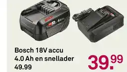 Karwei Bosch 18V accu 4,0 Ah en snellader aanbieding