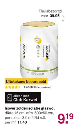 Karwei Isover zolderisolatie glaswol aanbieding