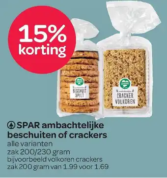 Spar Ambachtelijke beschuiten of crackers aanbieding