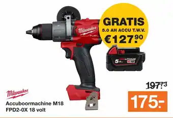 BOUWMAAT Accuboormachine M18 FPD2-0X 18 volt aanbieding