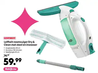 Leifheit raamzuiger Dry & Clean met steel en inwasser