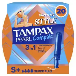 Etos Tampax Pearl Compak Super Plus Tampons Met Inbrenghuls 20 Stuks aanbieding